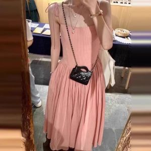Karrar betsey | French Style Pink Halter Dress Waist Accentuating