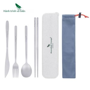 Bộ Dao Kéo Cắm Trại Boundless Voyage Titanium Bộ Đồ Ăn Bộ Đồ Ăn Có Đũa Dao Nĩa Thìa - Bộ Tiện Ích Ngoài Trời