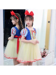 Princess Style Short Sleeve Dress Childrens Performance Outfit Summer New Arrival Girls Clothing Cotton Gauze Skirt