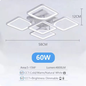 Square Ceiling Chandelier Home Decor Smart LED Ceiling Lights with Remote Control Dimmable Living Room Lamps Bedroom Fixtures