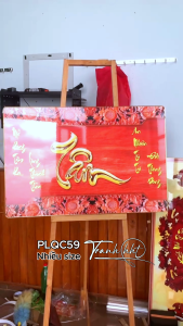Tranh Tài Lộc Phúc thư pháp chữ tâm tráng gương treo tường Tranh thư pháp chữ Tâm Khung ảnh thư pháp chữ Tâm PLQC59
