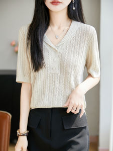 SHEHAN | Elegant Loose Pearl Flax T-Shirt