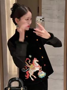 Chinese Style Heavy Embroidery Versatile Womens Sleeveless Vest