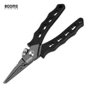 Booms Fishing Stainless Steel Multifunctional Fishing Plier Braid line Cutters Crimper Hook Remover With Sheath Lanyard Tools