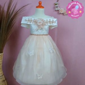 Dress Baju Pesta Anak Baju Natal Anak Dress Gaun Anak Perempuan Mewah Sabrina Usia 4 sampai 8 Tahun