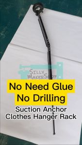 (Suction Anchor) Suction Cup Foldable Traceless Wall Mounted Clothes Drying Rack Space Saving Clothes Hanger No Drilling Balcony Living Room Bathroom