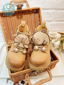 Cute Cartoon Brown Martin Boots Childrens Short Boots Spring Autumn Winter Boys Girls Shoes Casual Style Side Zipper