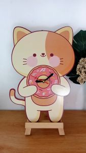 Jam Dinding Ukir Karakter Kucing Lucu Hiasan Dinding Ruang Tamu/Kamar Tidur