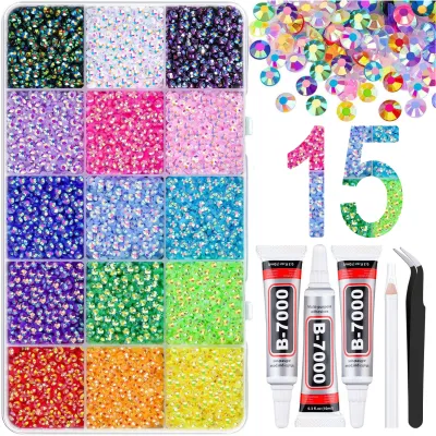 Multicolor Jelly Rhinestones for Bedazzling Bedazzler Kit with Tweezer and Gem Picker 3mm Resin Flatback Gems Diamond Art