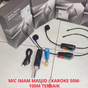 Sumber TaffSTUDIO HX-W002-2H UHF 100% Mic Imam Masjid 2 PCS Azan UHF Wireless Microphone Headset Mini Portable Tour Guide Suara Jernih Di Cas Terbaik - HX-W006 / Mic Imam Masjid Wireless Terbaik
