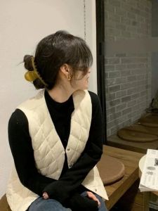 เสื้อกั๊กขนนกพีบุนวมแบบบางสำหรับผู้หญิงในฤดูใบไม้ร่วงและฤดูหนาว อบอุ่น หลวมๆ แฟชั่นเสื้อกั๊กแบบลำลอง