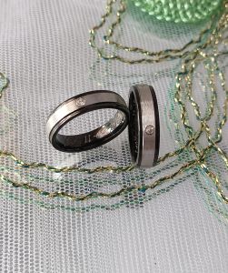 CINCIN COUPEL TITANIUM KAWIN NIKAH TUNANGAN PRIA WANITA SILVER KOMBI GOLD