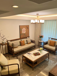 New Chinese Style Zen Wooden Sofa Set Living Room Furniture Black Walnut Wood Minimalist Apartment Household Tourist Home