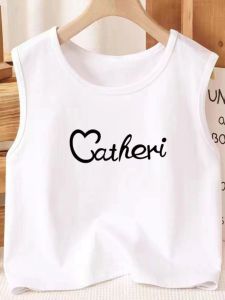 Summer 2025 Womens Loose T-Shirt Short Casual Printed Sleeveless Vest Outerwear Fashionable Korean Style Top
