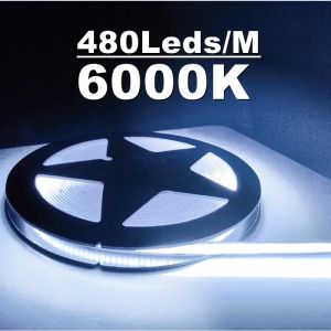 12V/24V COB Strip 8MM COB LED Light Bar 480Leds/M High Density Flexible Ribbon Rope Tape Cabinet Light 3000K 4000K 6000K Lights