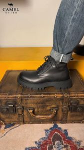 Mens black Martin boots fashionable zipper boots high top motorcycle riding waterproof Men Shoes