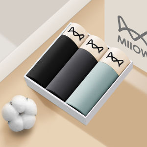 Miiow | Mens Cotton Underwear Pure Cotton Antibacterial Boxer Shorts Teenage Sports Briefs Mid Waist Breathable Quick Dry Comfortable