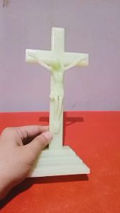 Luminous Cross With Stand Glow in Dark Catholic Prayers and Devotion Made of Plastic