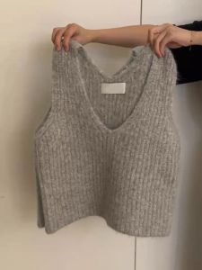 Soft Plush Bear Velvet Vest Womens Early Autumn V-neck Lazy Style Sleeveless Cozy Sweater Korean Style Long Sleeve Regular Fit