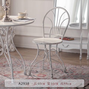 French Afternoon Tea Table and Chair Wrought Iron Old White Retro Coffee Table B & B Outdoor Courtyard Garden Balcony Small round Table