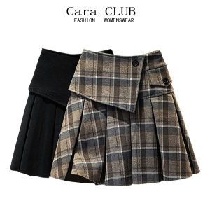 Váy Ngắn Kẻ Caro Cara Club Cạp Cao Cho Nữ Mùa Thu Cỡ Lớn Váy Ngắn Xếp Ly Len Kẻ Caro Váy Ngắn Xếp Ly Dáng Chữ a