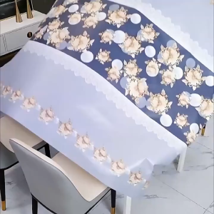 French Style PVC Long Tablecloth Waterproof Wear-Resistant Pearl Pattern Home Dining Table Cloth Cover Restaurant Coffee Tablecloth
