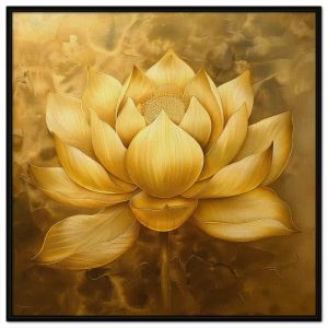 Tranh sơn dầu hoa sen vàng tranh treo tường dán tường trang trí phòng khách phòng thờ nội thất. CGI-637