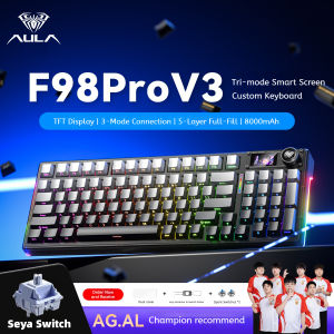 AULA | AULA F98 Pro V3 Mechanical Keyboard Tri Mode Wireless RGB Backlight Smart TFT Display 10000mAh Battery Hot Swap Gaming Keyboard