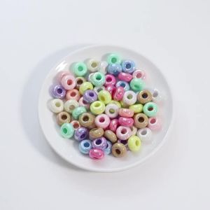 10pcs 14mm UV Color Plated Loose Wheel Beads Big Hole Acrylic Beads For Jewelry Making DIY Bracelet Necklace Accessories