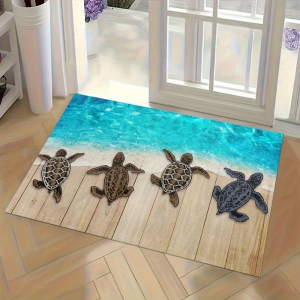 VIKAMA Coastal Sea Turtle Welcome Doormat Non-Slip Durable Rug for Indoor Outdoor Patio Bathroom Home Decoration