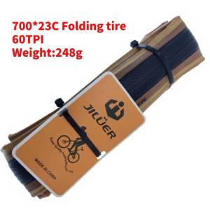 New Bicycle Tire 700 * 23 25C Road Bike Folding Tire Wheels 60 tpi Road Bike Brown Edge puncture-proof 700C Cycling JILUER Tires