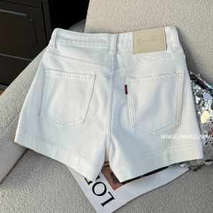 Quần Short Denim Cạp Cao Phong Cách Hàn Quốc Dành Cho Nữ Mùa Hè 2024 Quần Ống Đứng Cạp Cao Quần Ống Rộng Quần Bó