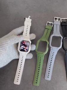 Strap with Bumper Case Cover for Apple Watch Band 45mm 44mm 42mm 40mm Ultra 49mm Rugged Sport Band for IWatch SE 8/7/6/5/4/3/2/1