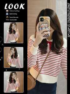 Red Striped Sweet Bow Sweater