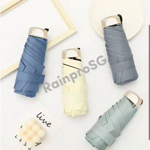 RAINPRO Flat Five-Fold Super Light Sun Protection Folding Umbrella: Mini Pocket Black Coating Rain