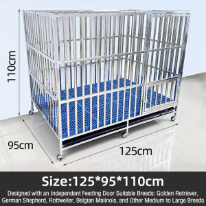 2026 Upgraded Foldable Stainless Steel Dog Cage Dog Crate Full Square Tube Frame Strong and Safe for Medium to Large Dogs Like Border Collies Golden Retrievers