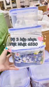 Bộ 3 Hộp Đựng Thực Phẩm Việt Nhật Chữ Nhật 6530 - Hộp Nhựa PP Cao Cấp - Nắp Gài Chắc Chắn Chống Đổ