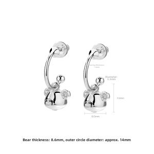 KKLUE | Minimalist S925 Silver Zirconia Bear Stud Earrings