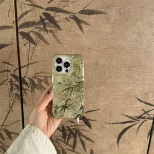 New Chinese Style Green Bamboo Phone Case Full Cover with Button Protection Pendant Anti-Fall for Apple 17Promax iPhone 16