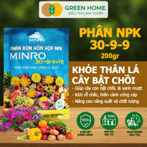 Mua 5 tặng 1 - Phân NPK 30-9-9 Minro bao 200gr hỗ trợ phát triển nhanh thân cành lá bộ rễ