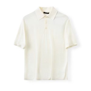 Áo Thun Polo Nam Mùa Hè Tay Ngắn Dệt Kim Họa Tiết Hoa Cổ Polo Màu Trơn Thời Trang Thường Ngày Chất Liệu Sợi Polyester