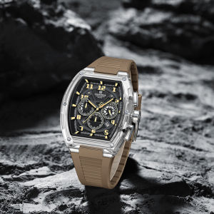 NAVIFORCE Original Mens Quartz Watch Chronograph Mini Dial Luminous Hands Silicone Strap Calendar 5ATM Waterproof Mens Boy Gift Outdoor Sports Casual Lightweight Mens Watch NF6118