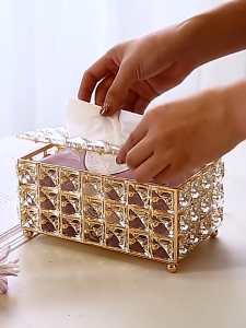 Nordic Style Factory Wholesale Crystal Paper Towel Box Home Creative Dining Table Luxury Drawer Paper Towel Storage Box
