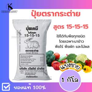 ปุ๋ยสูตร 15-15-15 ตรากระต่าย แบ่งขาย 1กิโลกรัม เพื่อเร่งการเจริญเติบโตของพืช