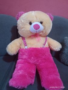 BONEKA BERUANG TEDDY BEAR RASFUR SIZE L UKURAN SEDANG PINK BIRU COKLAT MERAH JOJON ROMPI PITA MAINAN KARAKTER