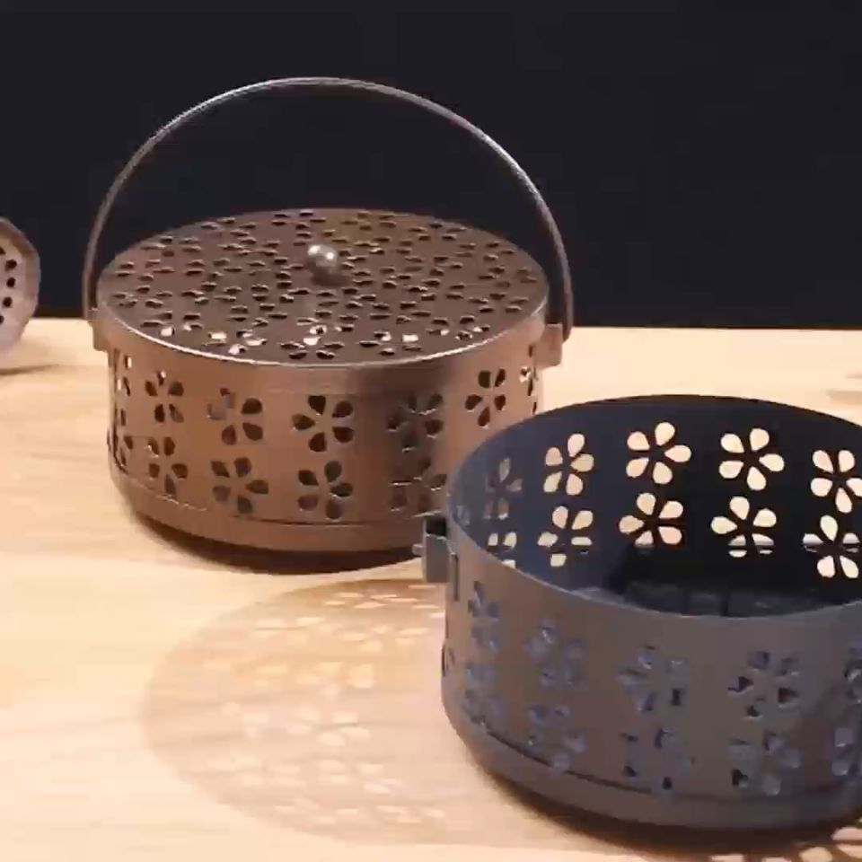 1PC Classic Series Mosquito Coil Holder Large Incense Burner With Cover And Handle Repellent Rack TH