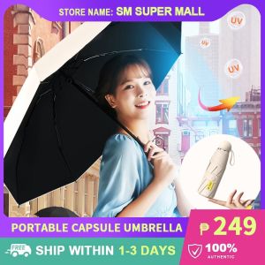【Portable】Ultralight Sun Umbrellas UPF 50+ UV Protection Folding Automatic Umbrella Female Sunshade Rain Dual-use Capsule Umbrella Small Pocket Size