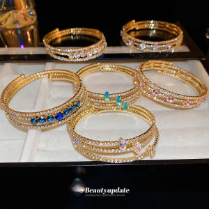 Ultra-Shiny Multi-Layered Zirconium Bracelet Womens Fashion Sensation Irregular Design Luxurious Feel Jewelry Accessory