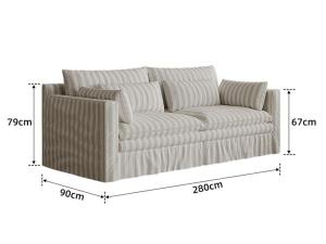 Retro Style Cotton Linen Sofa Full Disassembly And Wash Straight Row Embrace Sofa for Small Apartments Striped Fabric Art Sofa