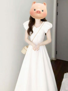 CHANGTONG | French Style Bubble Sleeves Waist Cinched Dress Summer